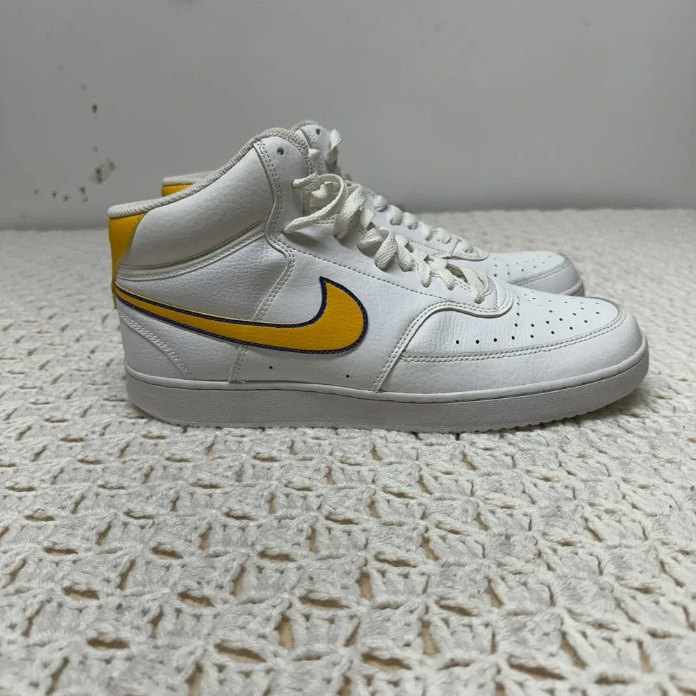 Nike Court Vision Shoes Mens Size 11.5 White Basketball Leather CD5466-102